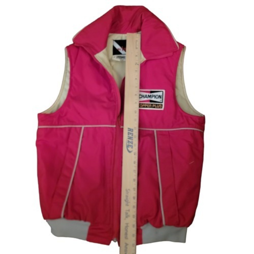 Vintage Wiman Mens Red Champion Cooper Plus‎ Spark Plug Ad Full Zip Vest Medium - Picture 4 of 8